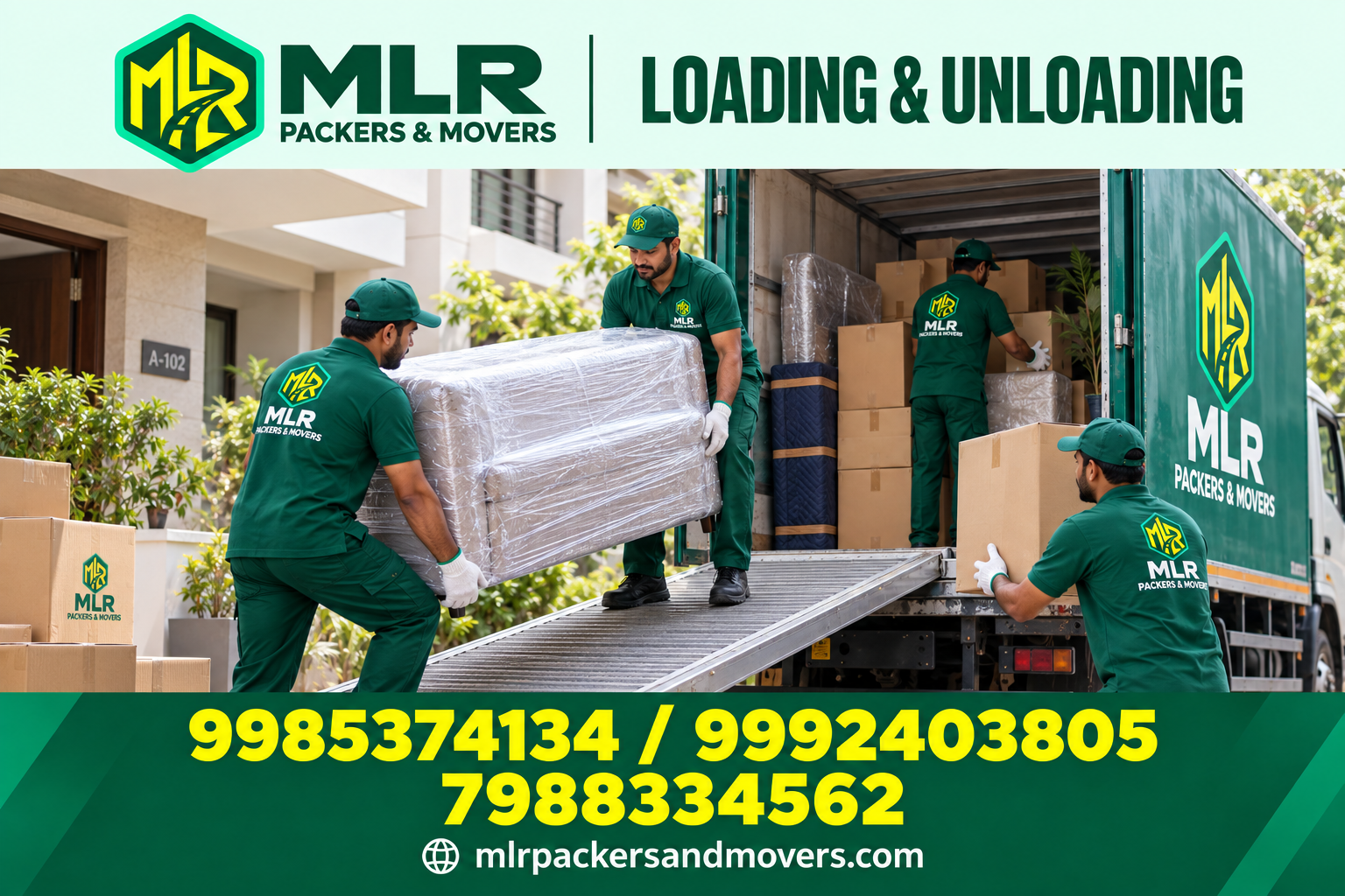 MLR Loading and Unloading — branded promotional image with logo and phone numbers