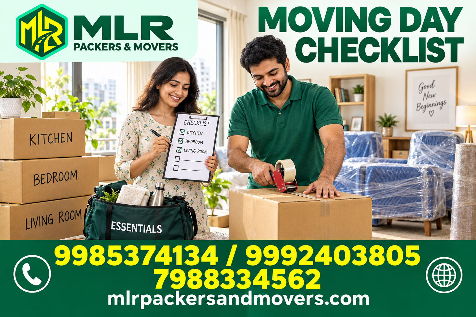 MLR Home moving promotional image with logo and large contact numbers