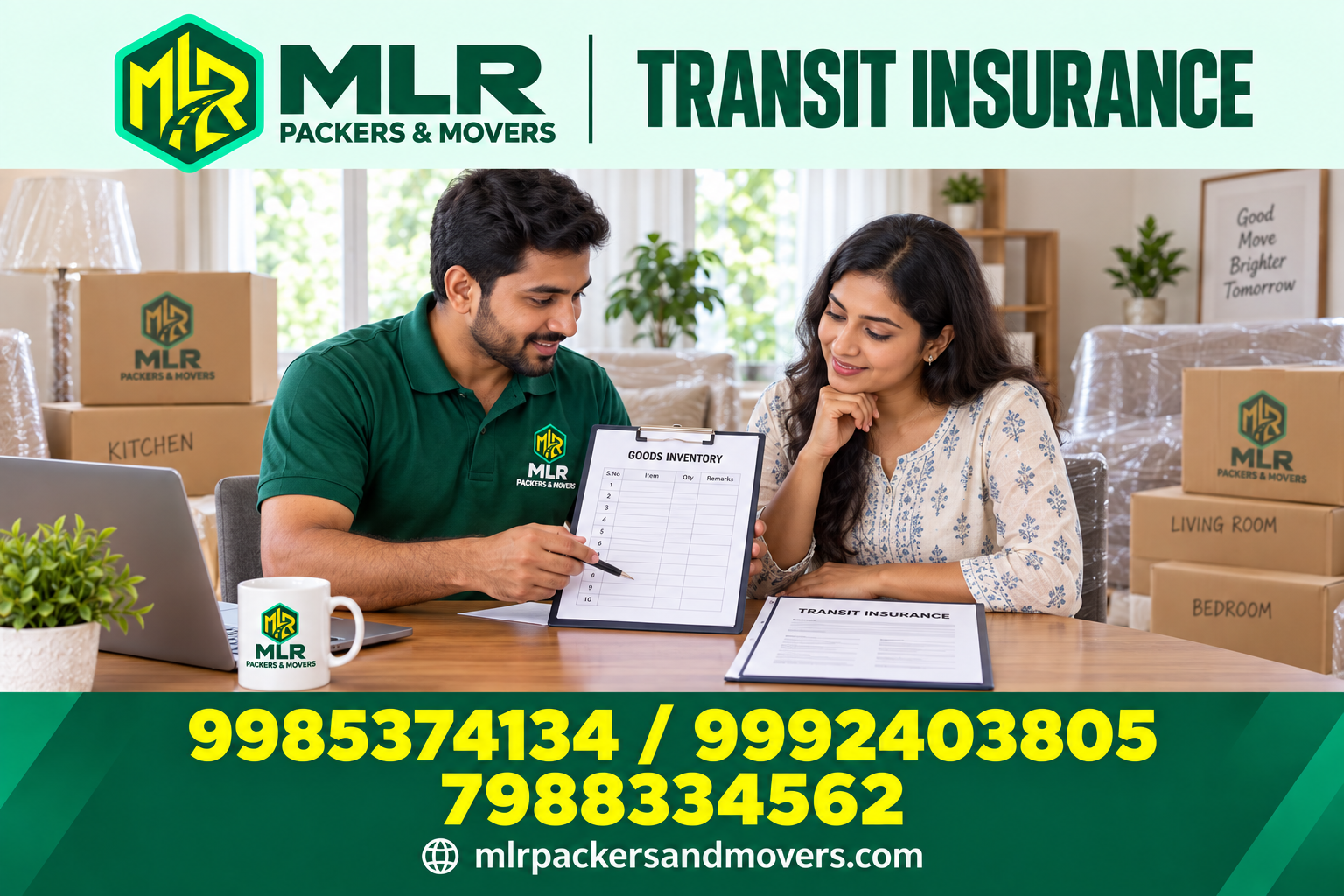 MLR Transit Insurance — branded promotional image with logo and phone numbers